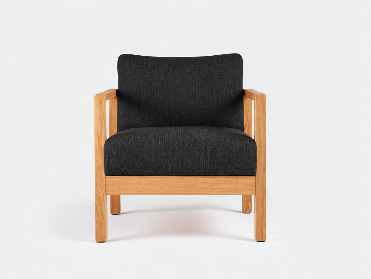 Liegestuhl-Holz-Textil-76×80×84 cm-Hellbraun/Anthrazit-breiter Loungesitz für Terrasse-Donaiaroom