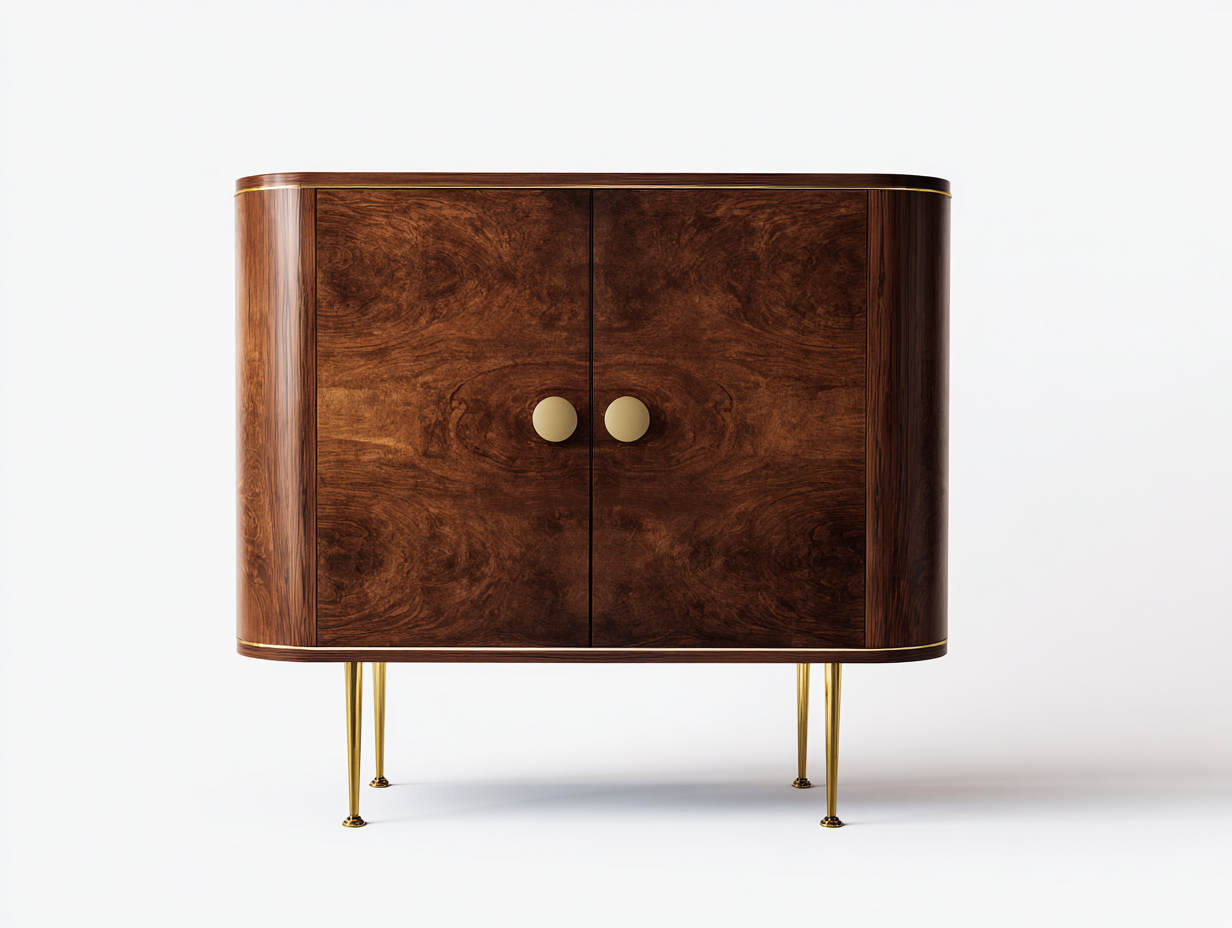 Sideboard-Holz-Metall-118×43×92 cm-Dunkelbraun/Gold-Art-déco-Design fürs Wohnzimmer-Donaiaroom