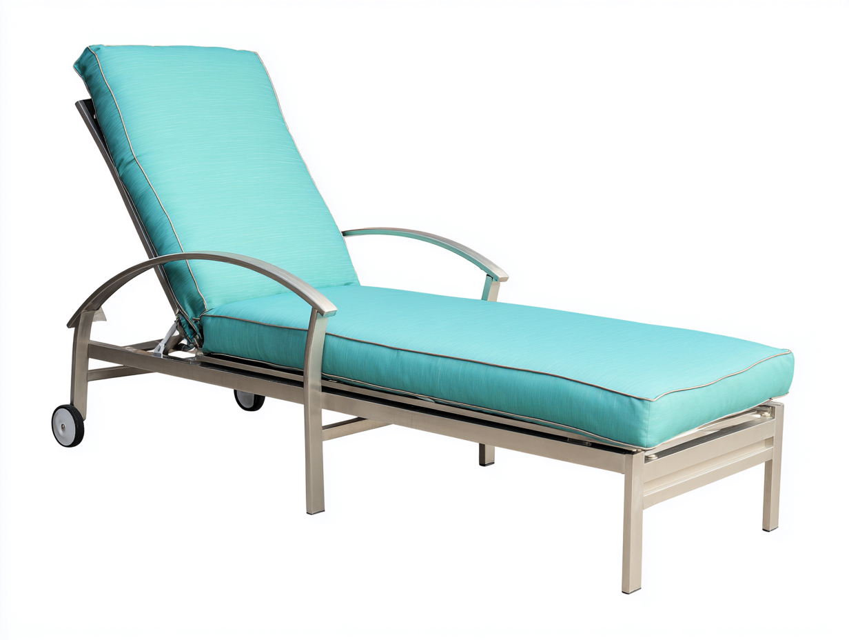 Liegesessel-Aluminium-207×76×99 cm-Helltürkis/Silber-mit Armlehnen verstellbarer Rückenlehne und Rollen für Terrasse-Donaiaroom