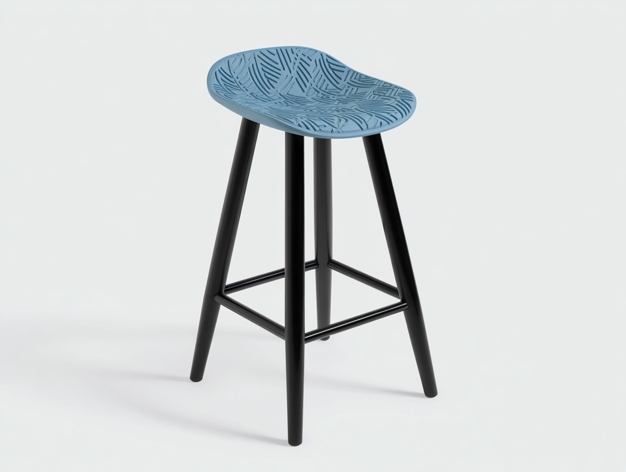 Barhocker Kunststoff 42×39×76 cm Hellblau-Schwarz für Hausbar – mit strukturierter Sitzschale-Donaiaroom