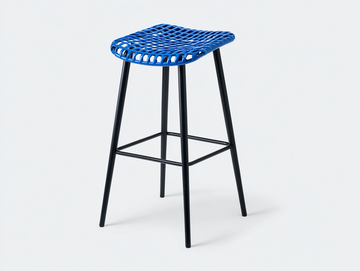 Barhocker-Kunststoff/Metall-44×42×78 cm-Kobaltblau/Schwarz-offener Flechtsitz mit Fußstütze für die Hausbar-Donaiaroom