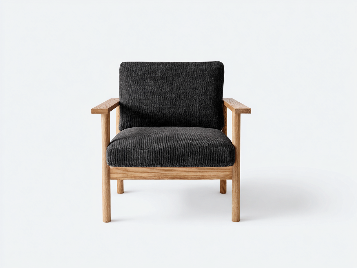 Liegestuhl-Holz/Textil-75×78×78 cm-Natur/Anthrazit-breite Polsterung mit Armlehnen für die Terrasse-Donaiaroom