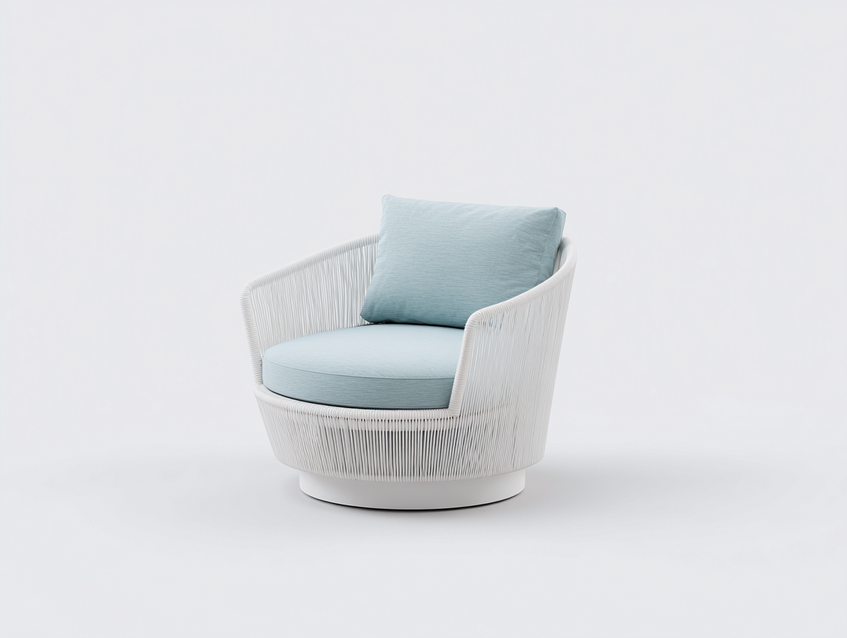Liegestuhl-Seilgeflecht-Textil-84×82×77 cm-Hellblau/Weiß-rund geformter Terrassensitz-Donaiaroom