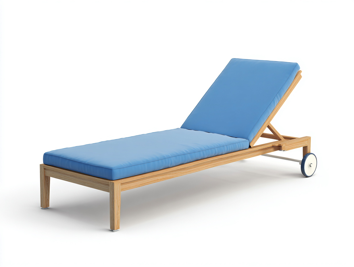 Liegesessel-Holz-205×72×96 cm-Blau/Natur-verstellbare Rückenlehne mit Rollen für Terrasse-Donaiaroom