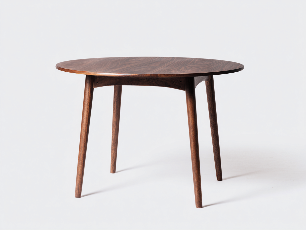 Couchtisch-Nussbaumholz-105×105×45 cm-Dunkelbraun-runde Mid-Century-Form fürs Wohnzimmer-Lomihaven