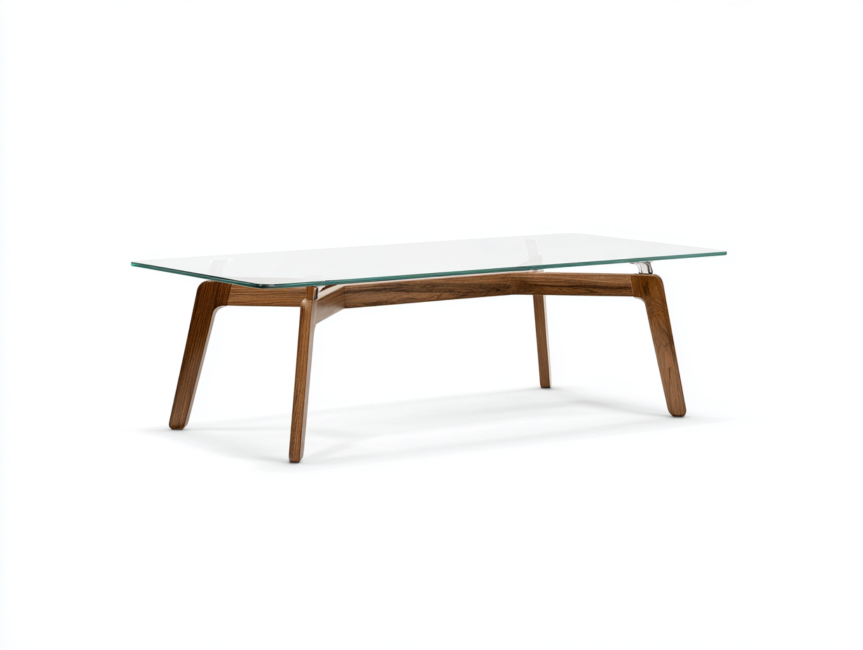 Couchtisch-Glas-Holz-120×60×40 cm-Transparent/Nussbraun-rechteckiges Design für Wohnzimmer-Lomihaven