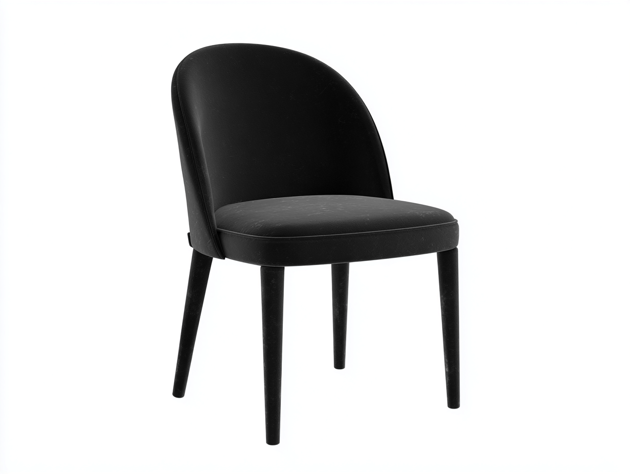 Esszimmerstuhl-Textil/Holz-52×58×86 cm-Schwarz-gepolsterte Rundrückenlehne für das Esszimmer-Lomihaven