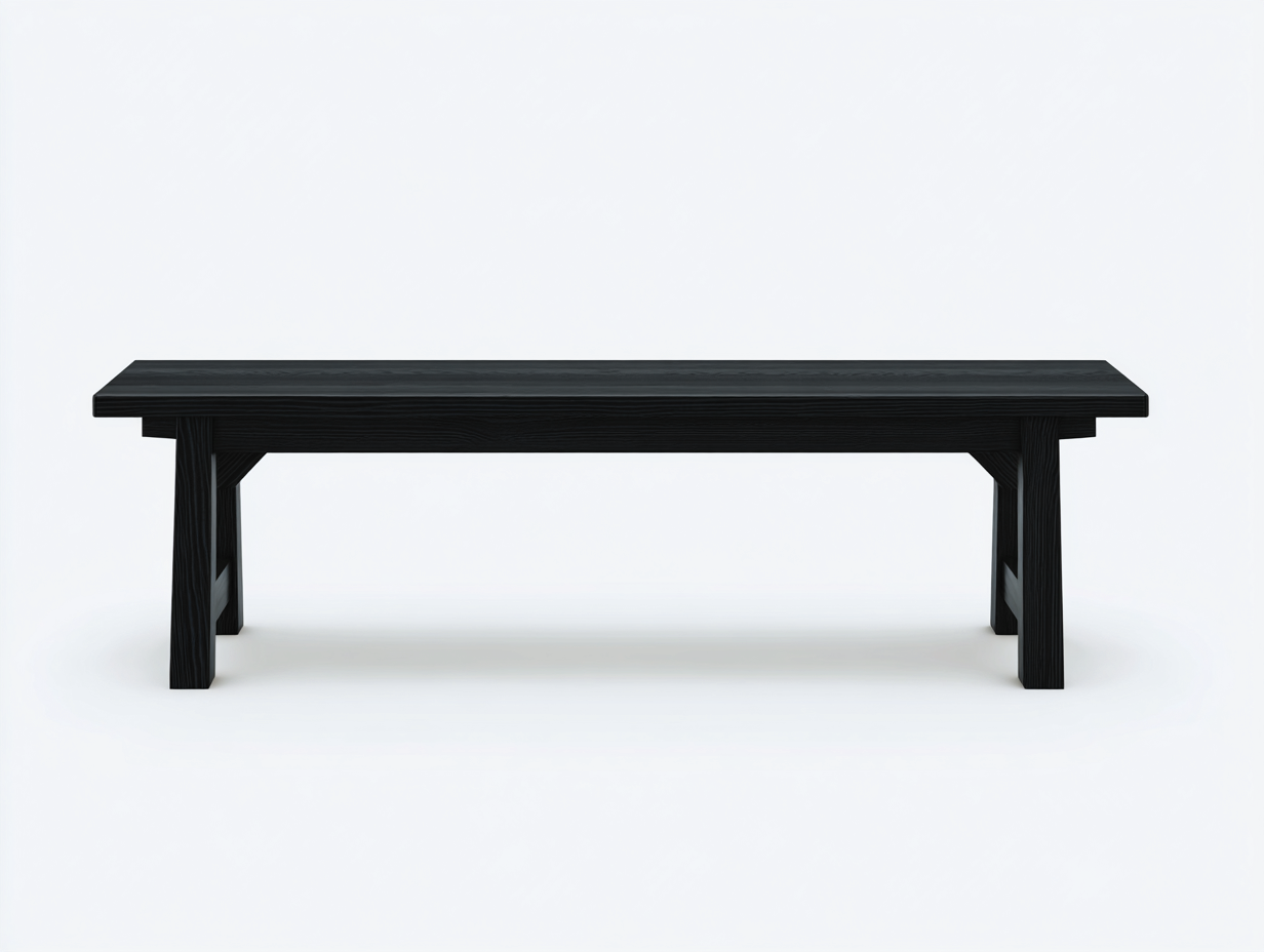 Sitzbank-Holz-150×36×46 cm-Schwarz-verstärktes Gestell mit Eckstreben für Esszimmer-Lomihaven