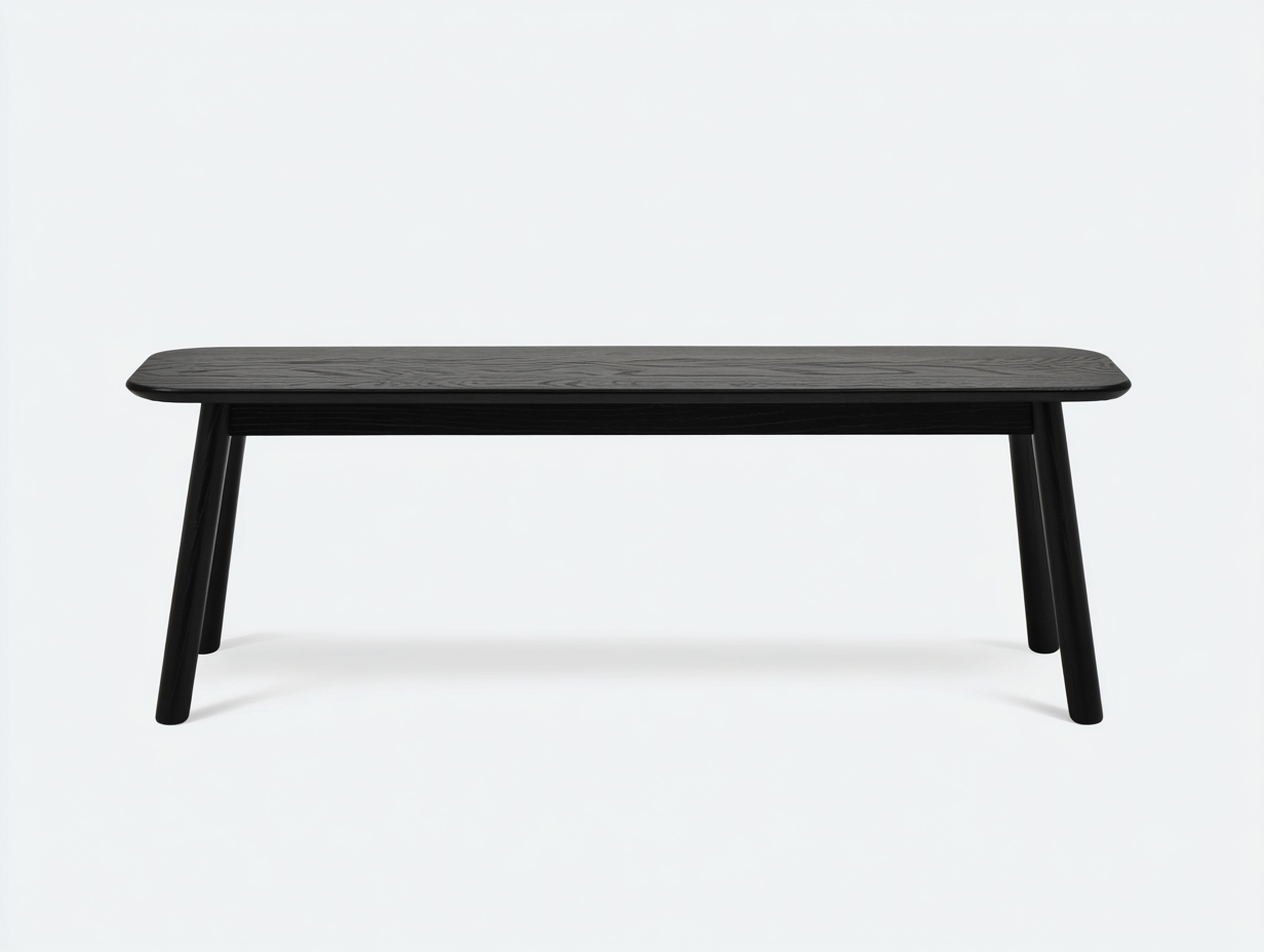 Sitzbank-Holz-165×40×46 cm-Schwarz-abgerundetes Design fürs Esszimmer-Lomihaven