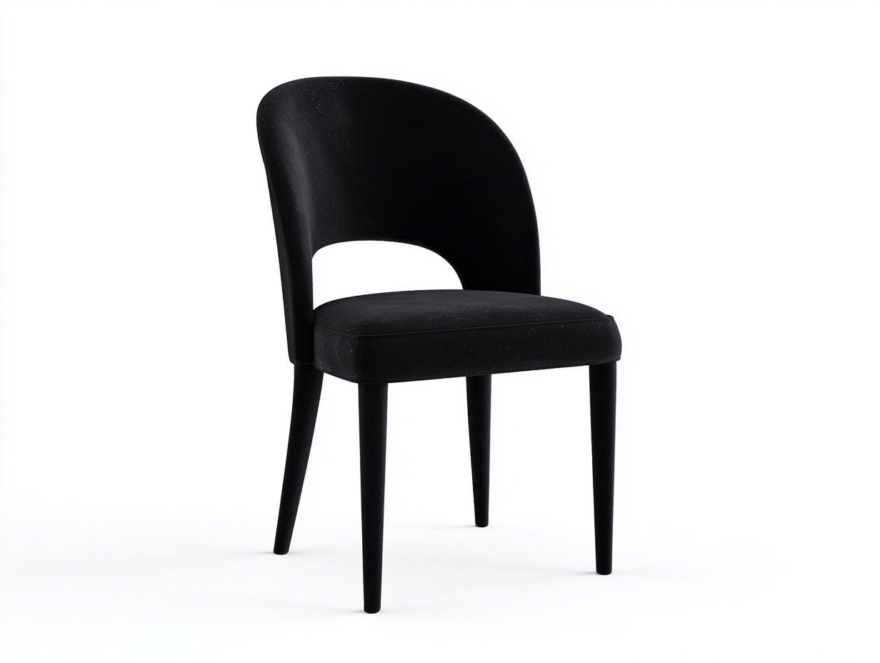 Esszimmerstuhl-Samt/Holz-53×57×84 cm-Schwarz-geschwungene Lehne mit Rückenöffnung für das Esszimmer-Lomihaven