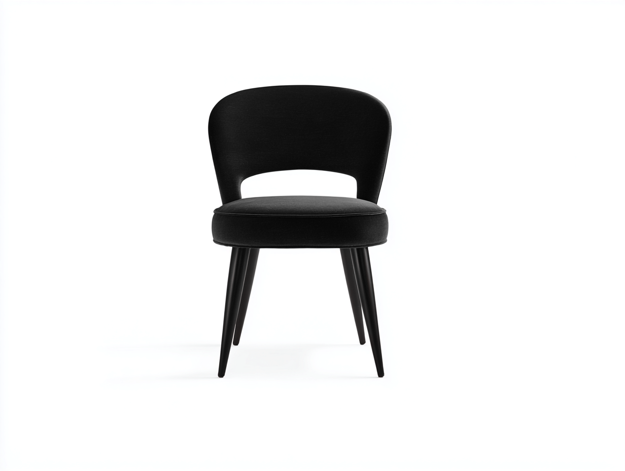 Esszimmerstuhl-Strukturstoff/Metall-53×58×82 cm-Schwarz-gepolsterter Sitz mit Rückenöffnung für das Esszimmer-Lomihaven