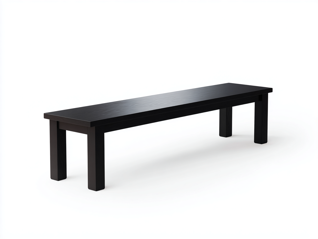 Sitzbank-Holz-160×38×45 cm-Schwarz-rückenloses Design mit Vierkantbeinen für Esszimmer-Lomihaven