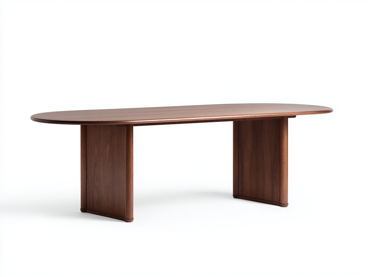 Couchtisch-Holzwerkstoff-160×70×45 cm-Walnussbraun-ovales Design mit Wangenfüßen für Wohnzimmer-Lomihaven
