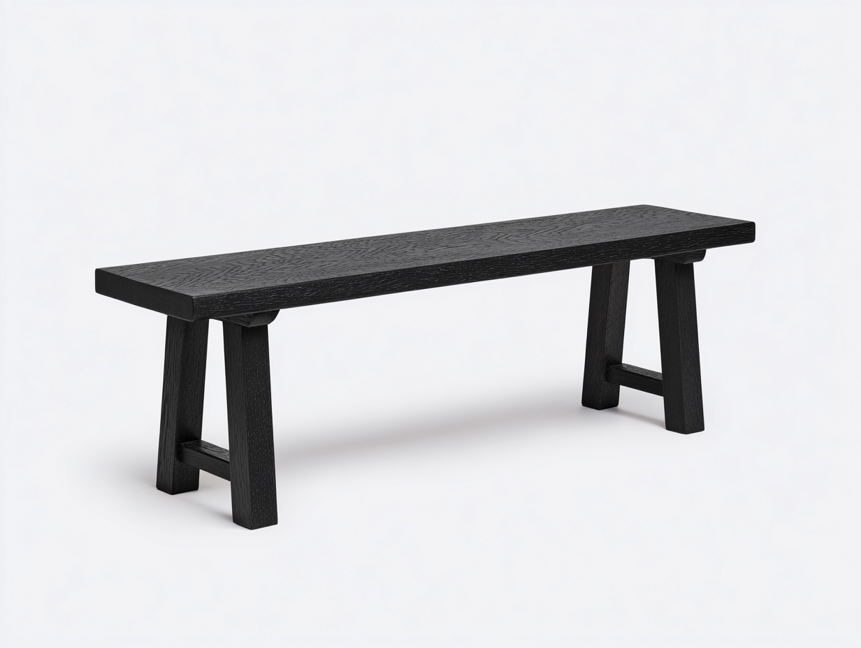 Sitzbank-Holz-182×36×46 cm-Schwarz-Bockgestell fürs Esszimmer-Lomihaven