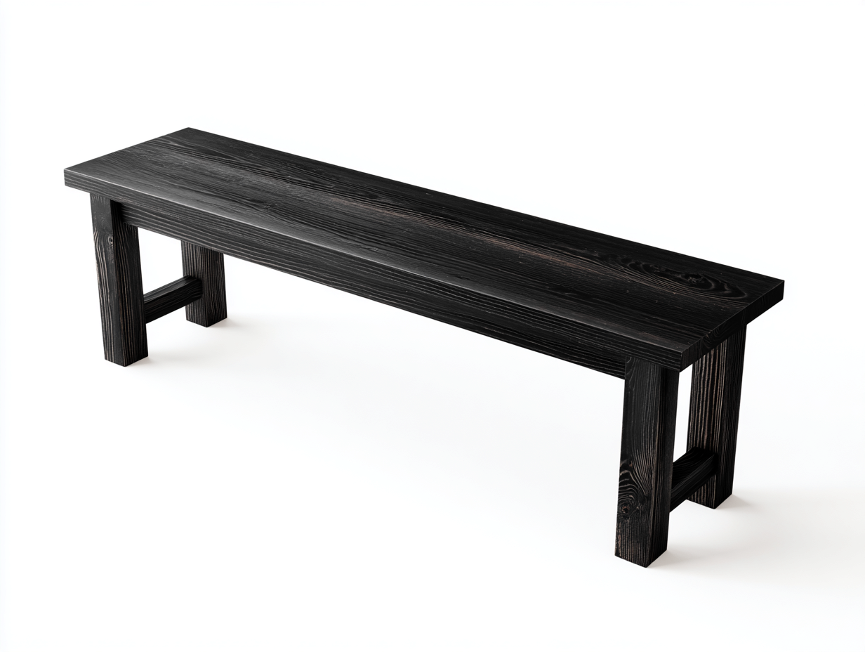 Sitzbank aus Holz 160×38×45 cm - Schwarz - lange Sitzfläche mit Rahmenbeinen-Lomihaven