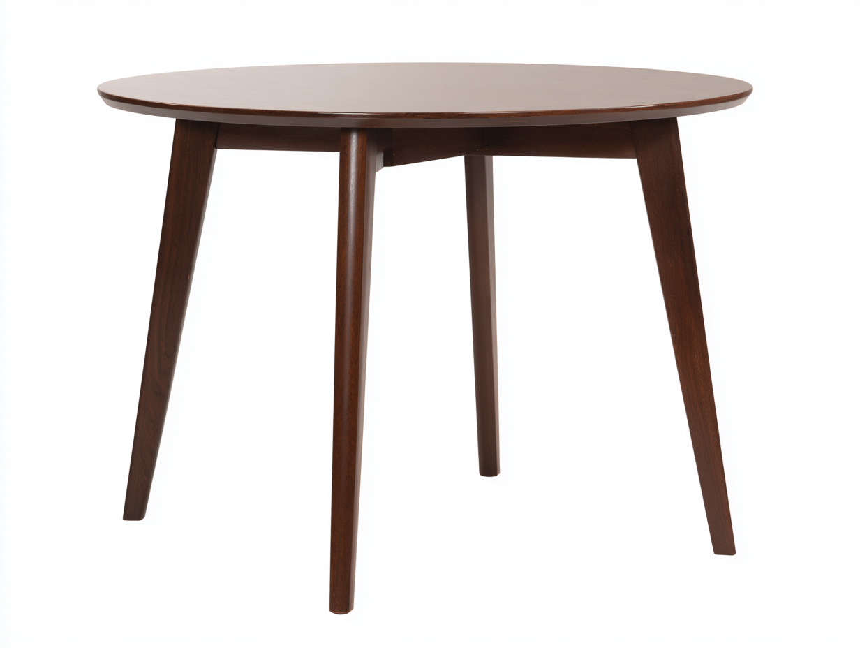 Couchtisch-Holzwerkstoff und Holzbeine-100×100×48 cm-Warmbraun-rundes Mid-Century-Design für Wohnzimmer-Lomihaven