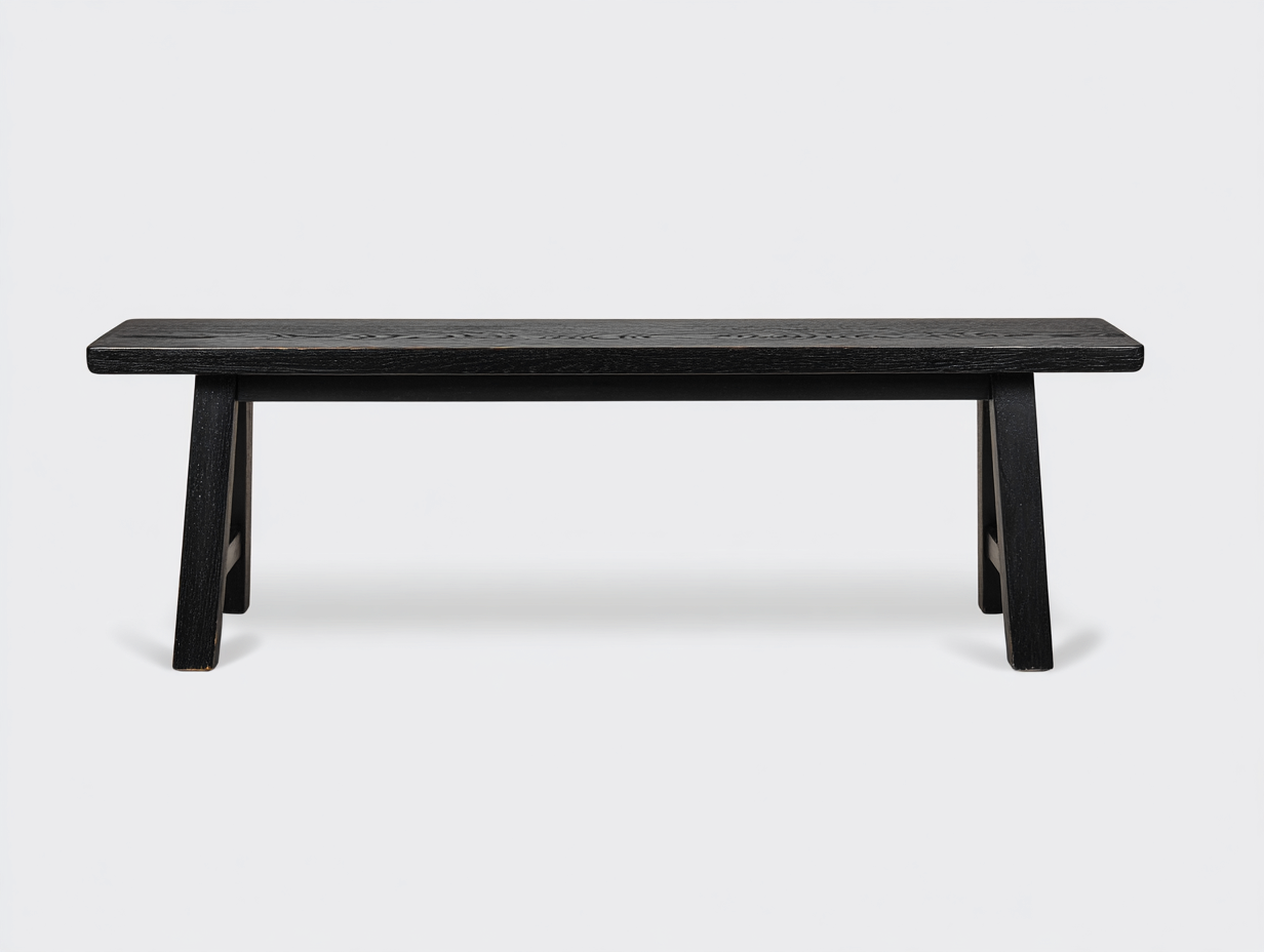 Sitzbank-Holz-170×38×45 cm-Schwarz-geradlinige Form fürs Esszimmer-Lomihaven