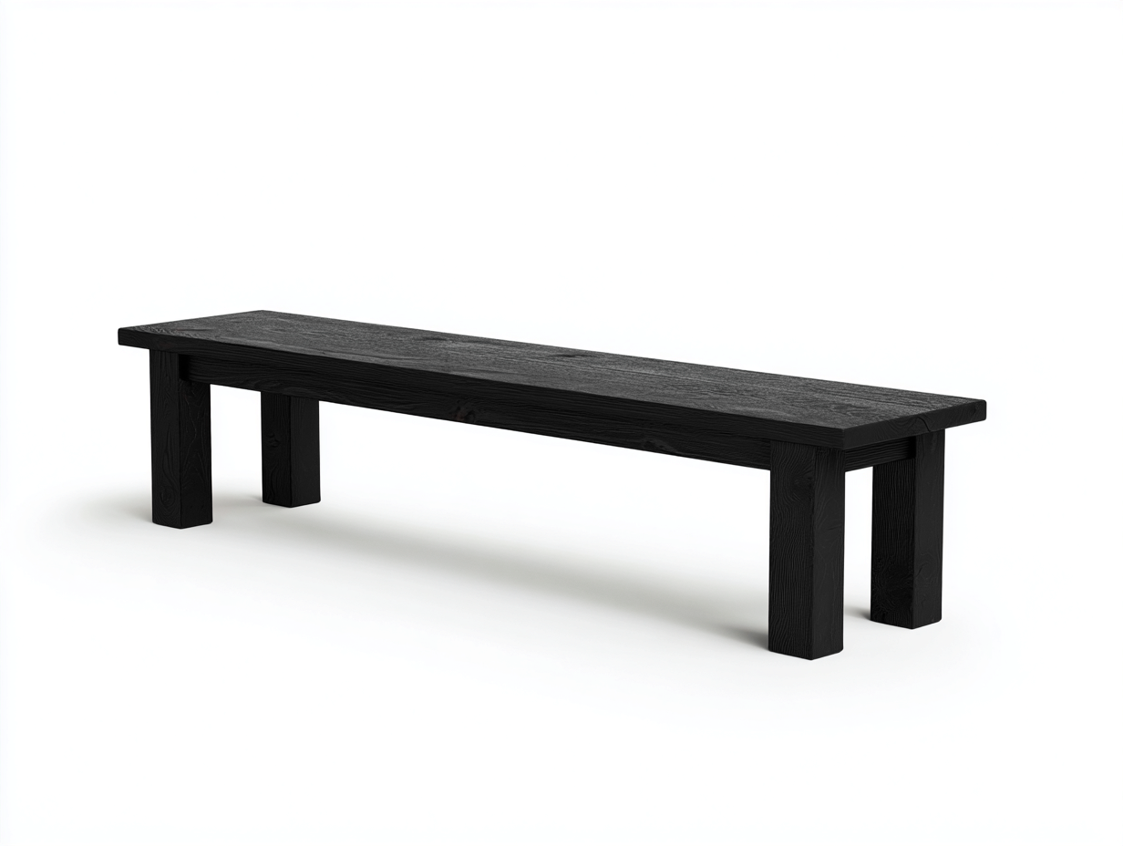 Sitzbank-Holz-190×38×45 cm-Schwarz-geradliniges Design fürs Esszimmer-Lomihaven