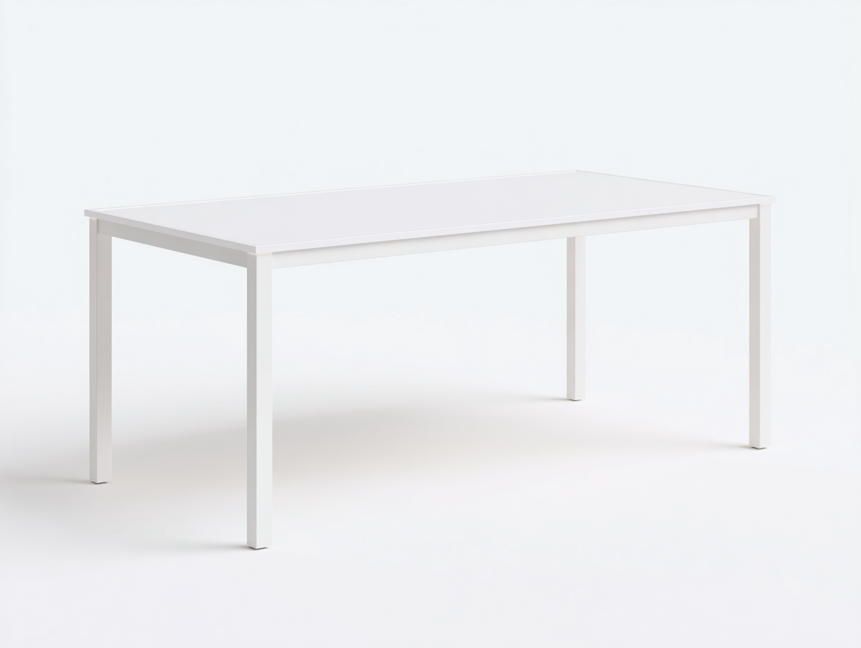 Esstisch-Glas und Metall-170×85×75 cm-Weiß-monochrome Rechteckform für Esszimmer-Dosolrastudio
