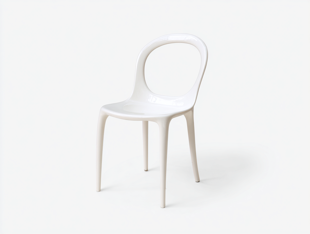 Esszimmerstuhl-Kunststoff-48×54×83 cm-Weiß-offene Ovallehne im minimalistischen Design-Dosolrastudio