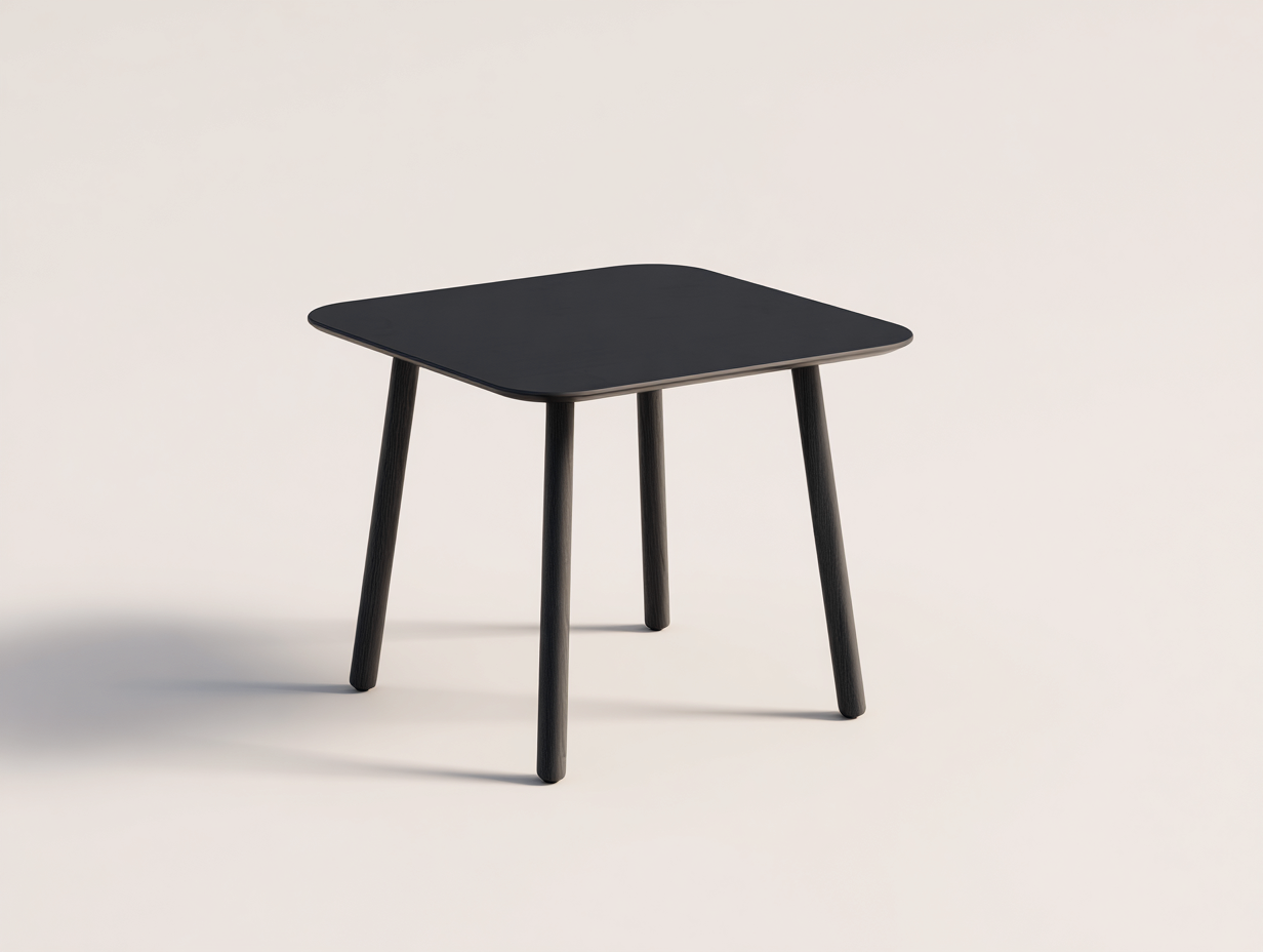 Esstisch-Holzwerkstoff und Holzbeine-95×95×76 cm-Schwarz/Dunkelbraun-Mid-Century-Form für Esszimmer-Dosolrastudio