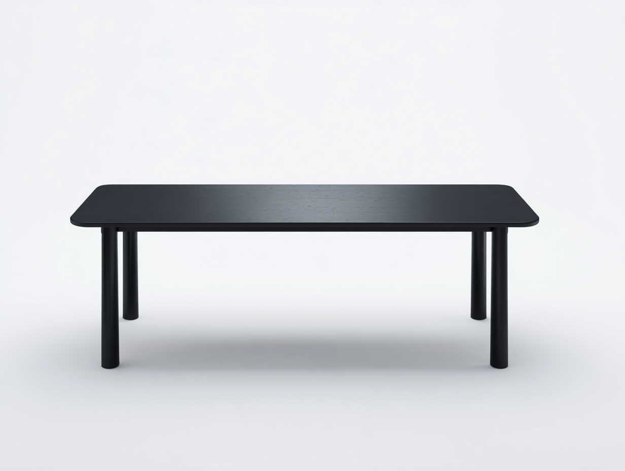 Esstisch-Holz-180×90×75 cm-Schwarz-rechteckig mit abgerundeten Ecken fürs Esszimmer-Dosolrastudio