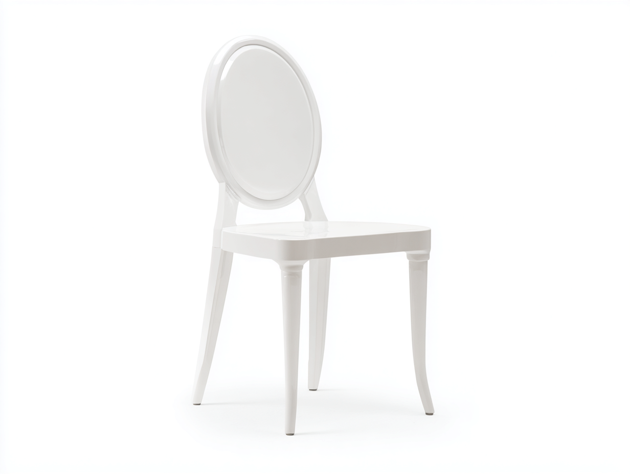 Esszimmerstuhl-Kunststoff-49×53×96 cm-Weiß-klassische Medaillon-Rückenlehne mit schlanken Beinen-Dosolrastudio
