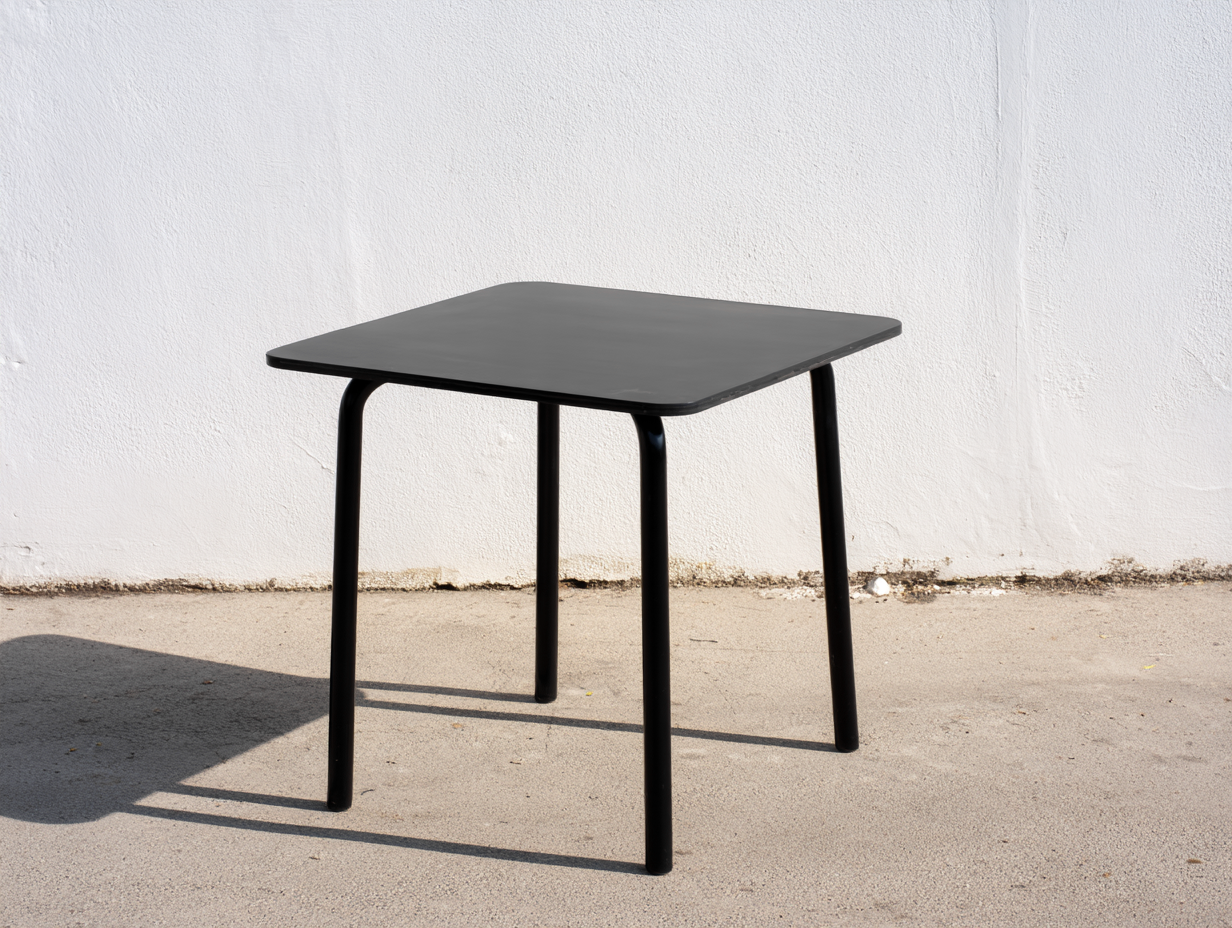 Esstisch-Holzwerkstoff-Metall-80×80×75 cm-Schwarz-quadratisches Design fürs Esszimmer-Dosolrastudio