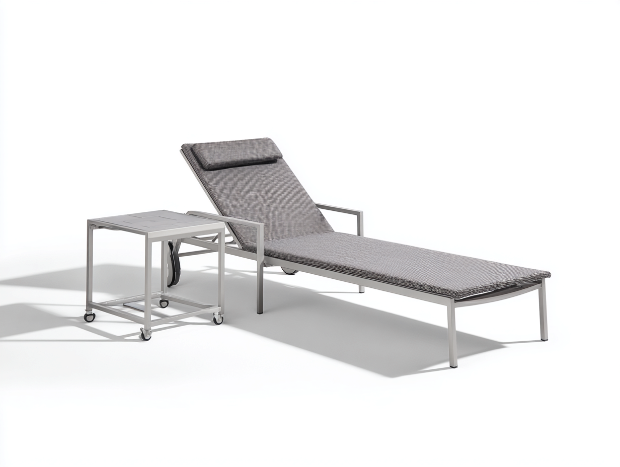 Outdoor-Lounge-Sessel Aluminium 198×68×88 cm - Grau/Silber - mit verstellbarer Rückenlehne und Beistelltisch-Dosolrastudio