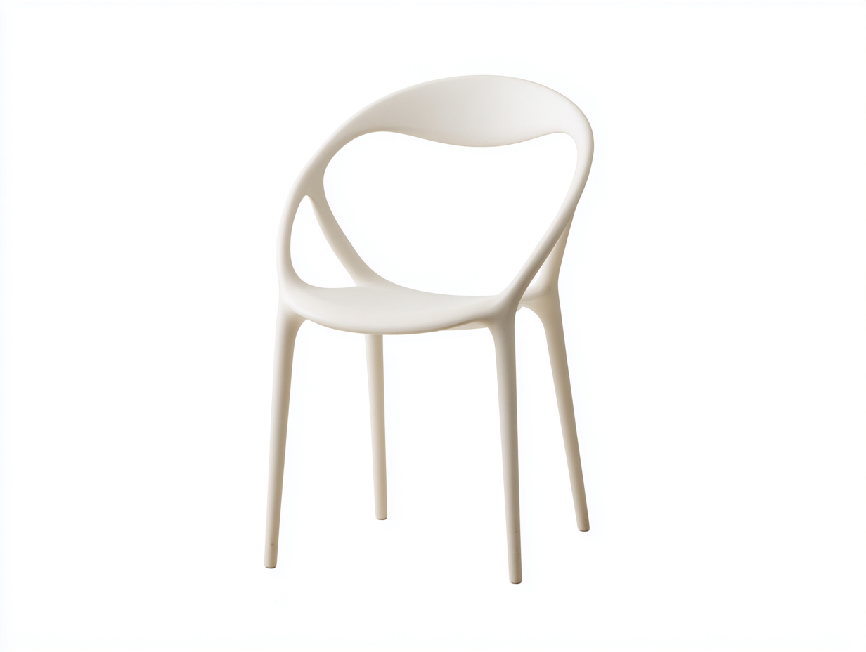 Esszimmerstuhl-Kunststoff-52×54×82 cm-Cremeweiß-offene Formlehne im organischen Stil für Esszimmer-Dosolrastudio