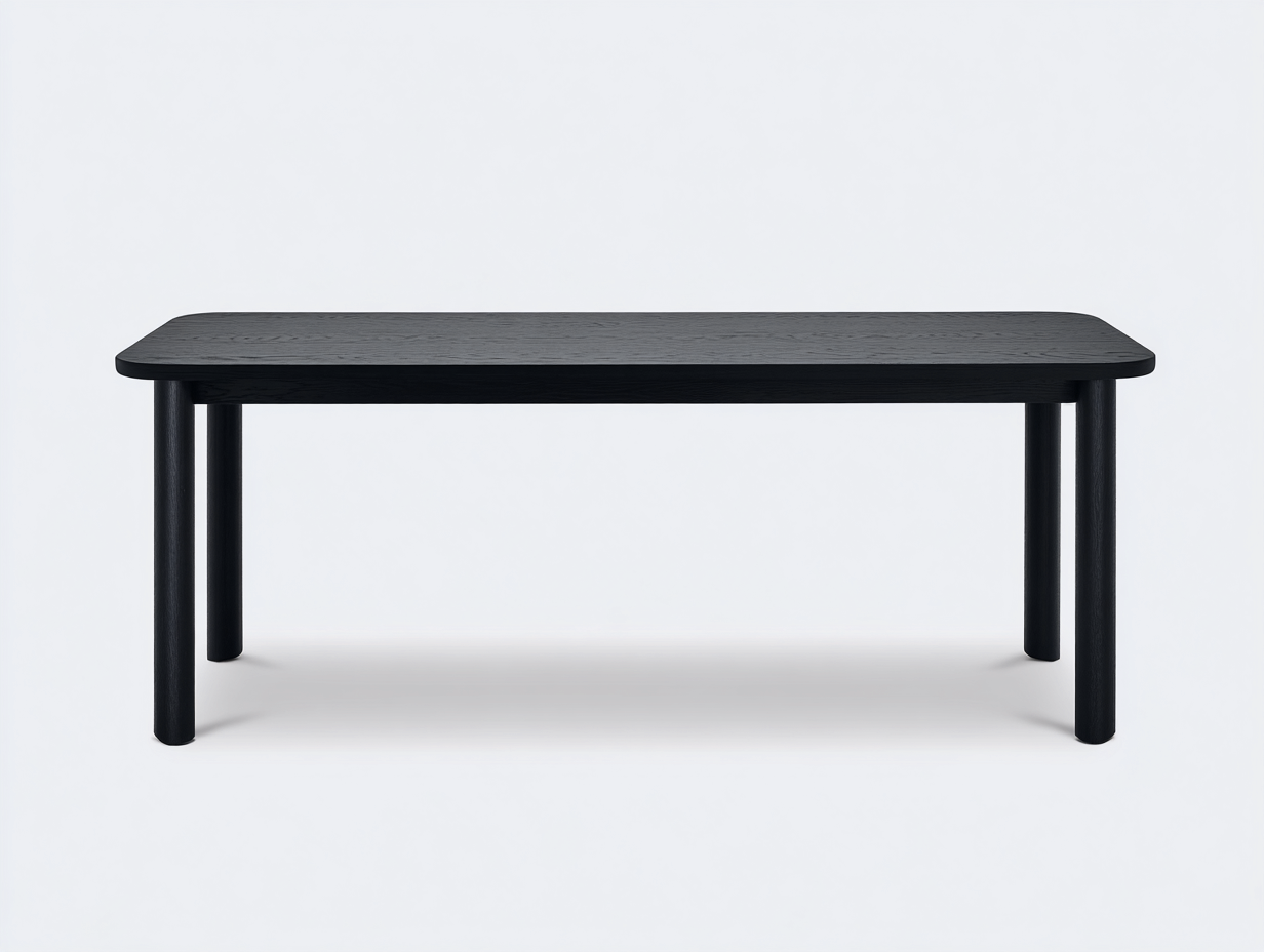 Rechteckiger Esstisch aus Holz 170×85×76 cm - Schwarz - gerundete Platte mit Rundbeinen-Dosolrastudio
