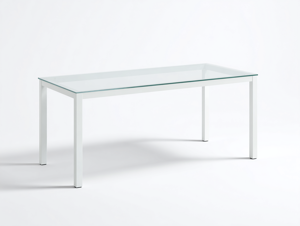 Esstisch-Sicherheitsglas und Metall-180×90×75 cm-Transparent/Weiß-rechteckiges Design für Esszimmer-Dosolrastudio