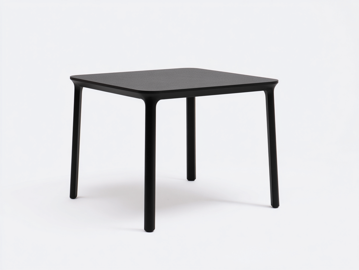 Esstisch-Holzwerkstoff-Metall-90×90×75 cm-Schwarz-quadratisches Design fürs Esszimmer-Dosolrastudio