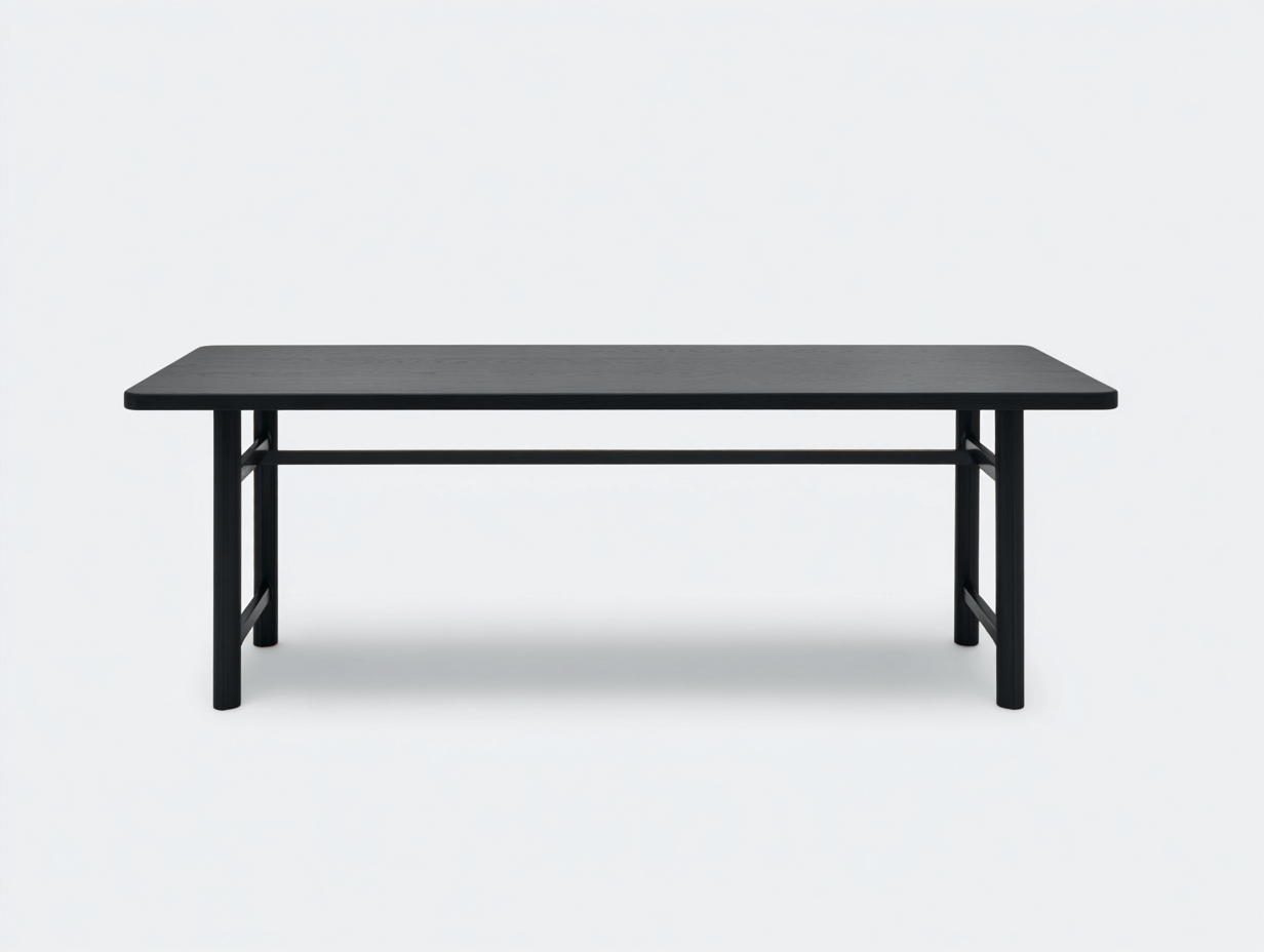 Esstisch-Holzwerkstoff-180×90×75 cm-Schwarz-rechteckig mit Längsstrebe für Esszimmer-Dosolrastudio