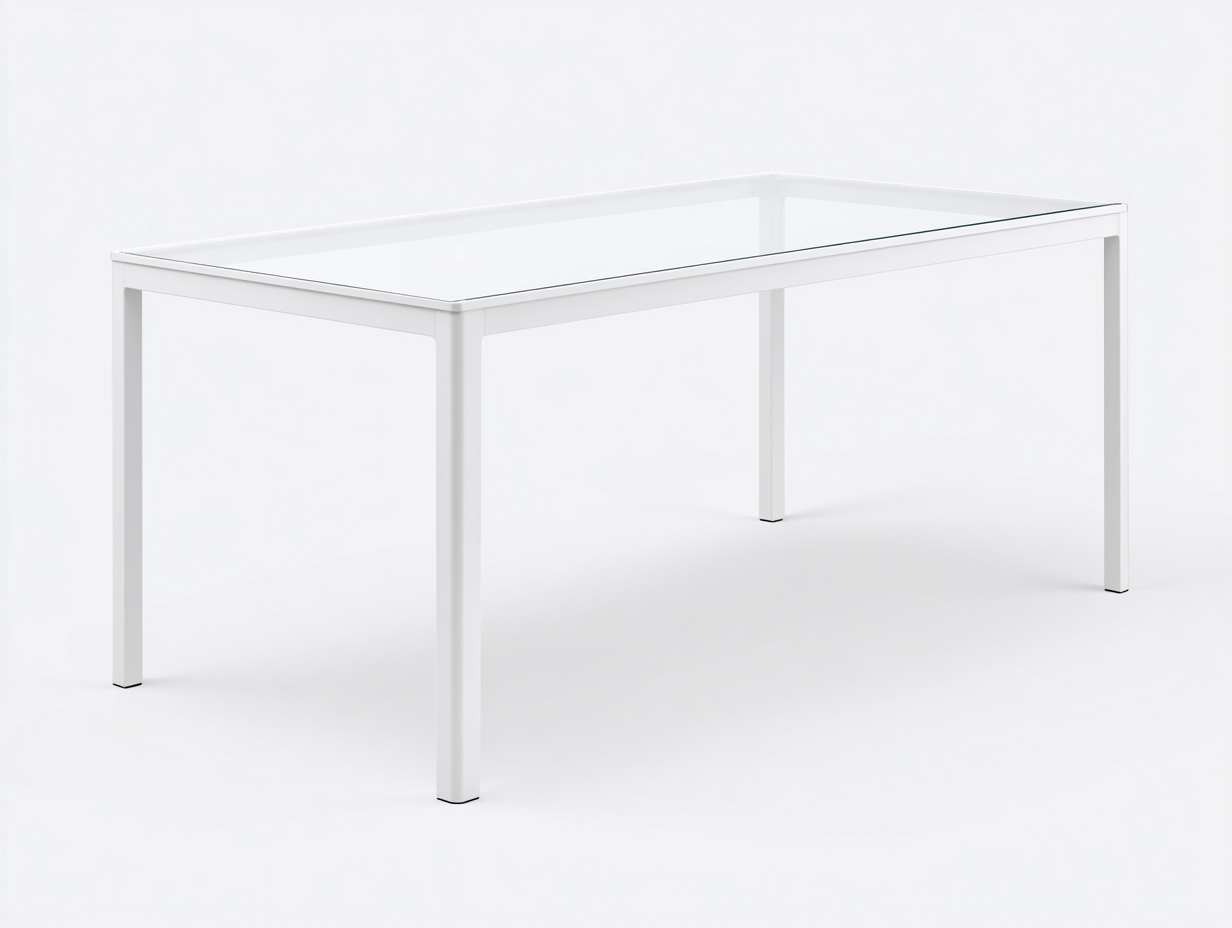 Esstisch-Glas-Metall-160×90×75 cm-Transparent/Weiß-rechteckiges Design fürs Esszimmer-Dosolrastudio