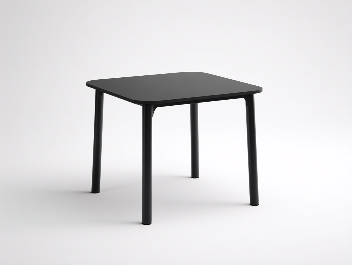 Esstisch-Holzwerkstoff-90×90×75 cm-Schwarz-quadratisch mit abgerundeten Ecken für Esszimmer-Dosolrastudio