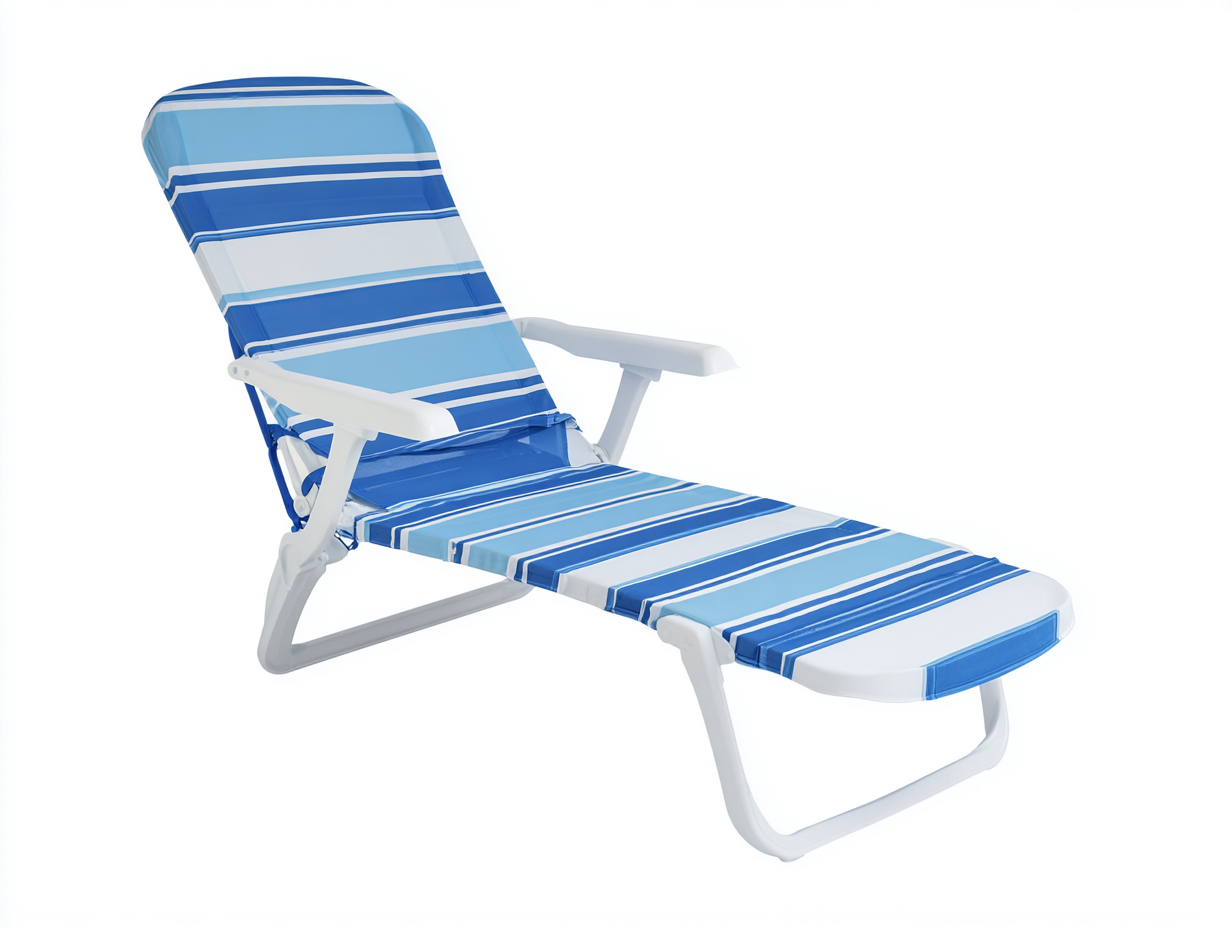 Outdoor-Lounge-Sessel-Stahl/Textil-190×65×90 cm-Blau/Weiß-klappbare Terrassenliege mit Armlehnen-Dosolrastudio