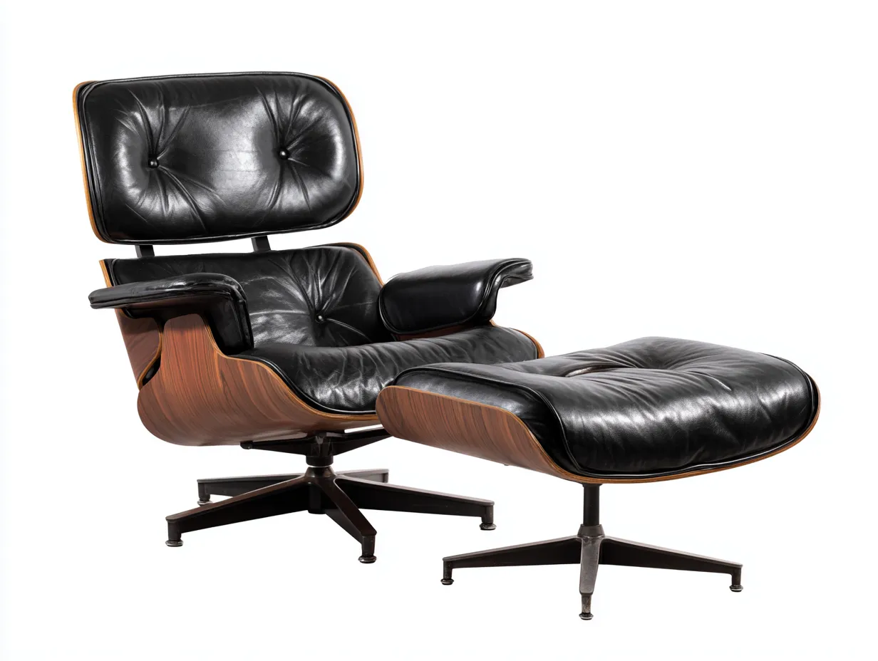 Sessel 86×90×98 cm - Schwarz Lederoptik Walnuss Holz - klassischer Relaxsessel für Wohnzimmer-Havexdahome