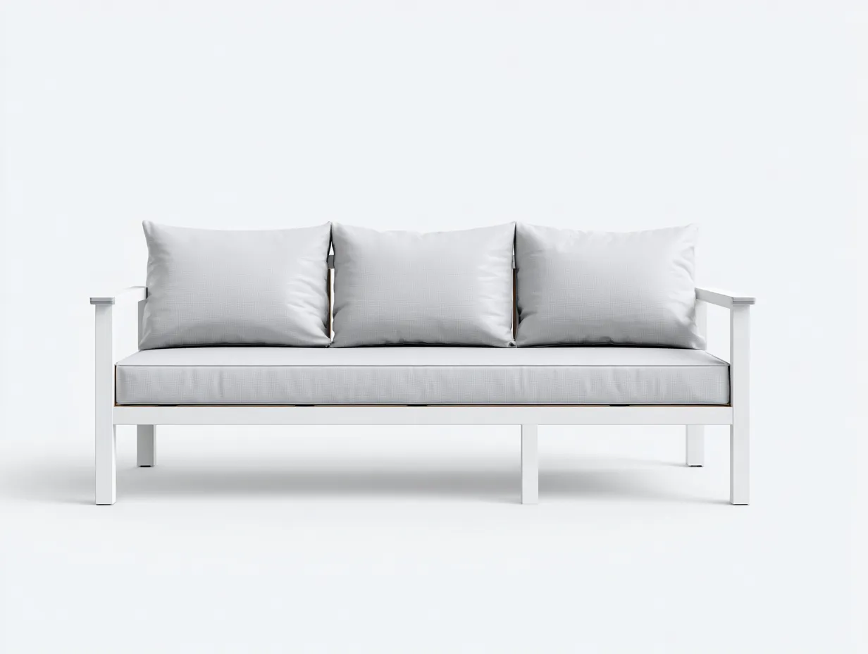 Sofa 210×88×80 cm - Weiß Rahmen Hellgrau Polsterung - minimalistischer Wohnbereich-Havexdahome