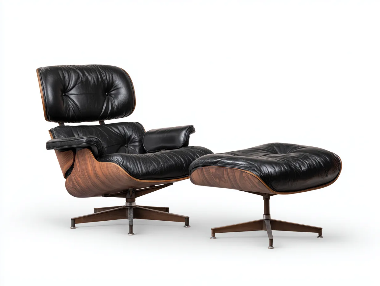Relaxsessel 85x90x100 cm Schwarz Leder Holzdesign Wohnzimmer Komfort mit Fußablage-Havexdahome