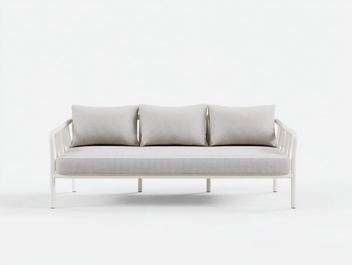Sofa 260x85x76 cm Weiß Metallrahmen Wohnzimmer Elegant mit Stoffbezug-Havexdahome