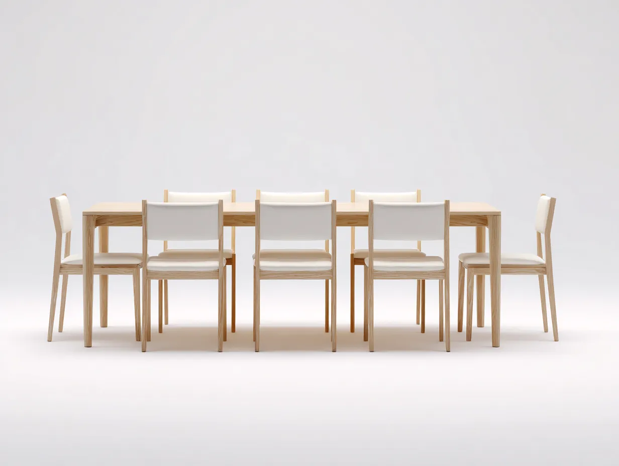 Tisch- und Stuhlset Holzoptik 280×220×90 cm - Beige/Weiß - modernes Design für Esszimmer-Havexdahome