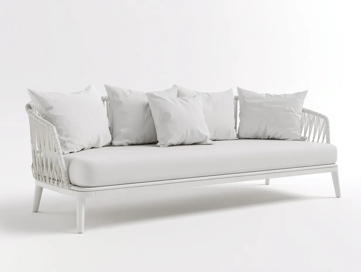 Sofa Metall und Textil 220×82×78 cm - Weiß - modernes Design für das Wohnzimmer-Havexdahome