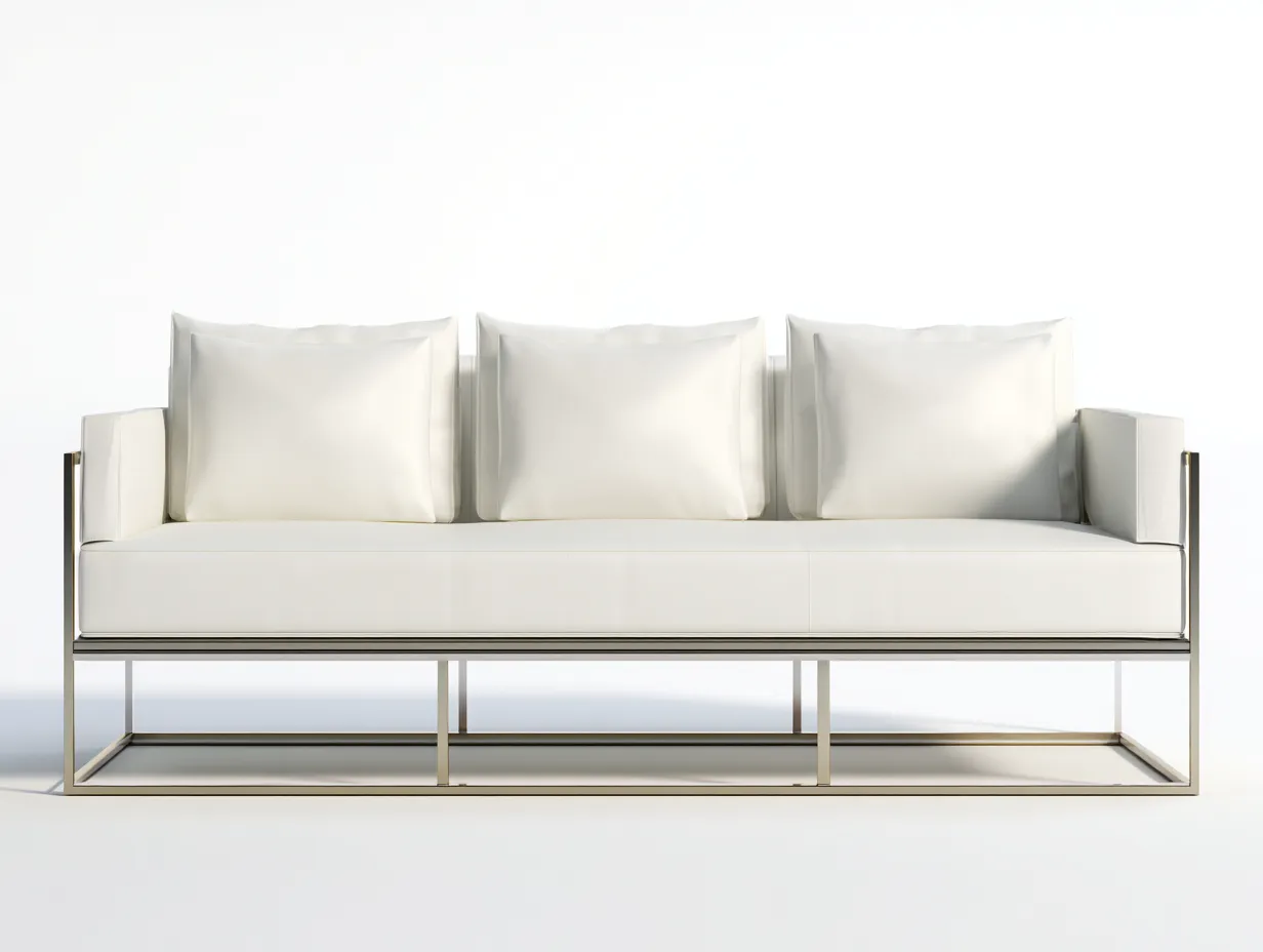 Sofa Metall und Textil 215×80×76 cm - Weiß - minimalistischer Rahmen für das Wohnzimmer-Havexdahome
