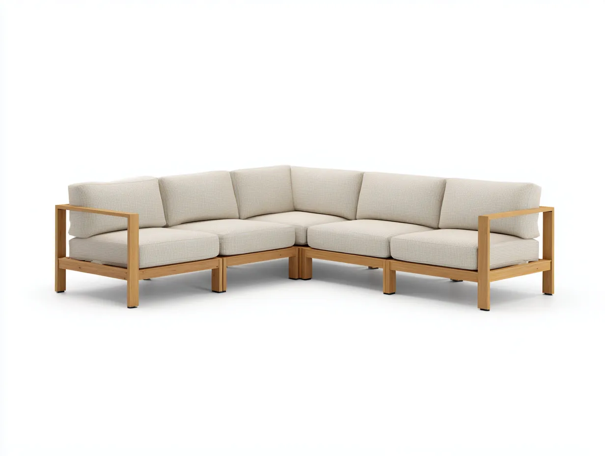 Sofa 320x95x85 cm Beige Holzrahmen Wohnzimmer Modern mit Stoffbezug-Havexdahome