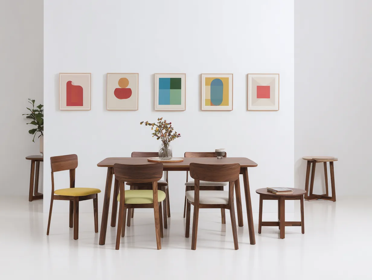 Tisch- und Stuhlset 180x90x75 cm Walnuss Holz Esszimmer Modern mit Rückenlehnen-Havexdahome
