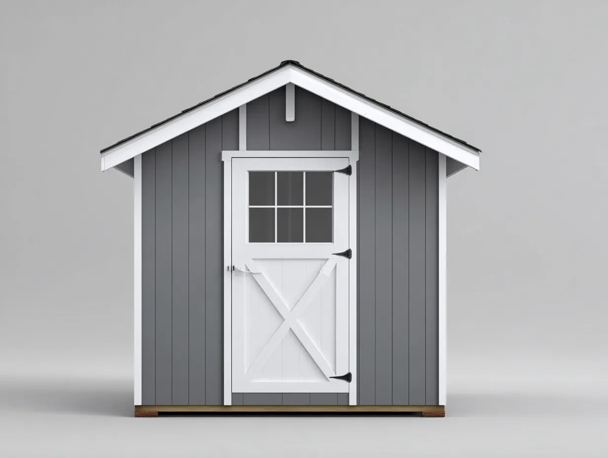 Gartenhäuschen Holz 280×220×225 cm - Grau Weiß - klassisches Gerätehaus mit Fenstern-Havexdahome