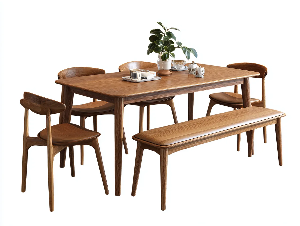 Tisch- und Stuhlset 180x90x75 cm Braun Holz Esszimmer Modern mit gepolsterten Stühlen-Havexdahome