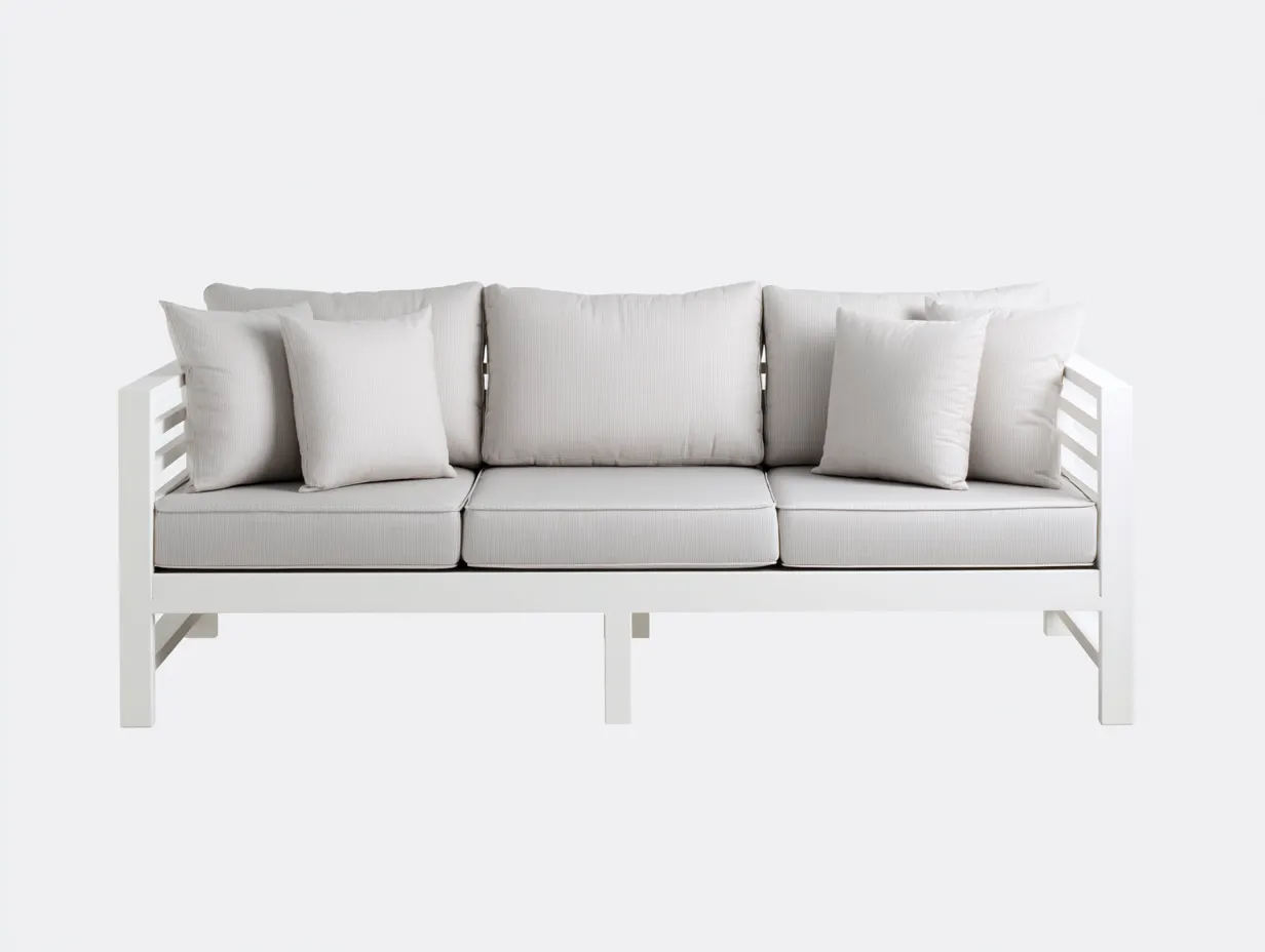 Sofa 280x88x78 cm Weiß Holzrahmen Wohnzimmer Modern mit Stoffpolster-Havexdahome