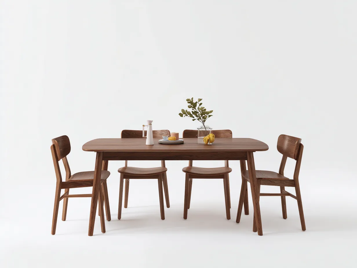 Esszimmer Tisch- und Stuhlset Holz 180×90×76 cm - Walnuss - zeitloser Wohnstil-Havexdahome